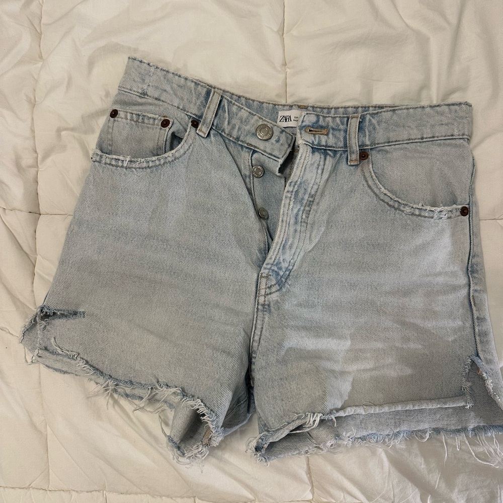 Zara light wash denim cut offs
